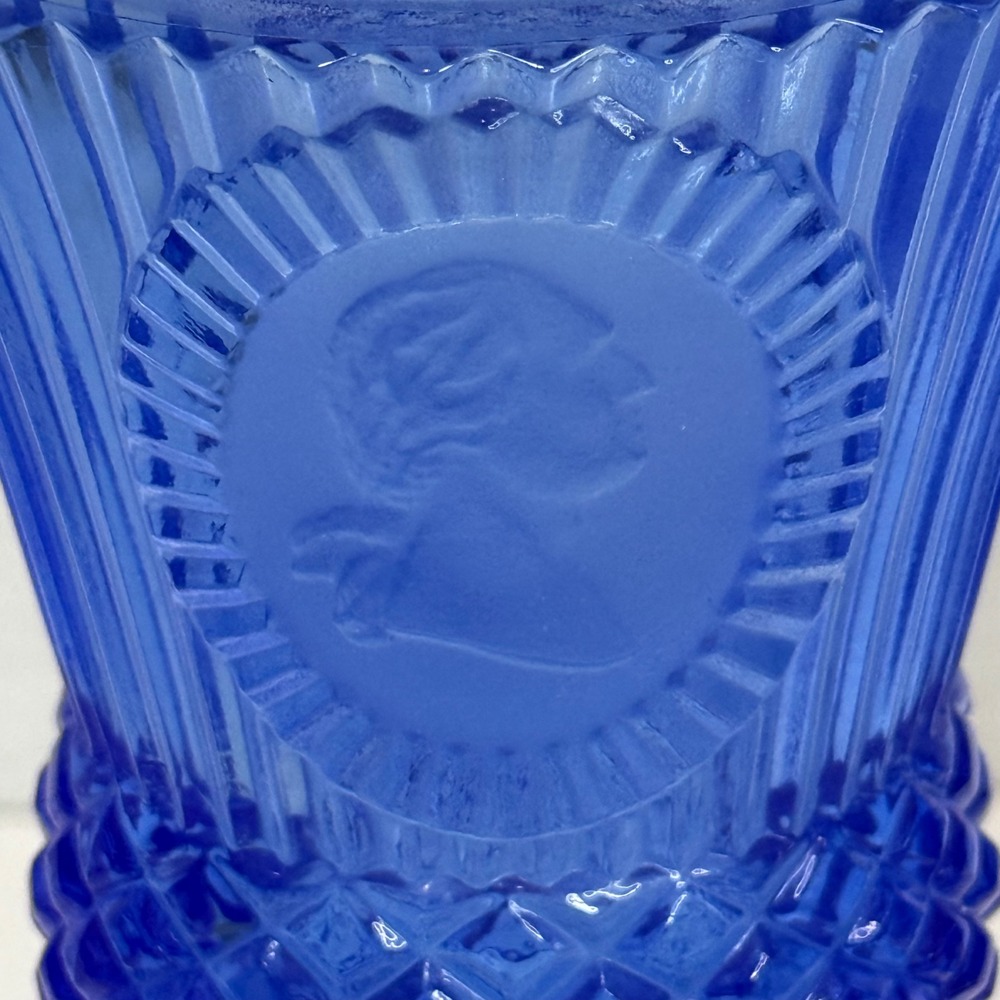 Vintage Avon Fostoria Cobalt Blue George and Martha Washington Cameo Goblet Set - Picture 3 of 9
